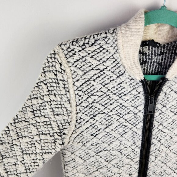 Club Monaco Wool Alpaca Knit Zip Bomber Jacket sz XS Flawed - Picture 5 of 13